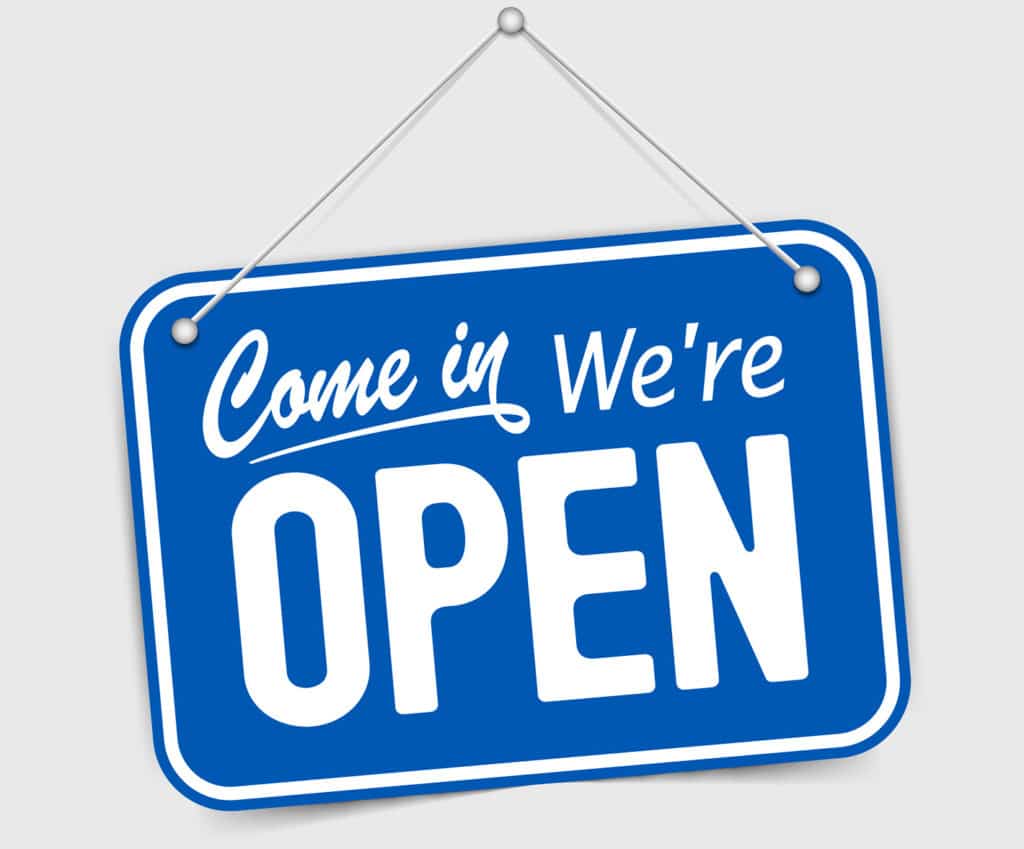 Come in, we are open!